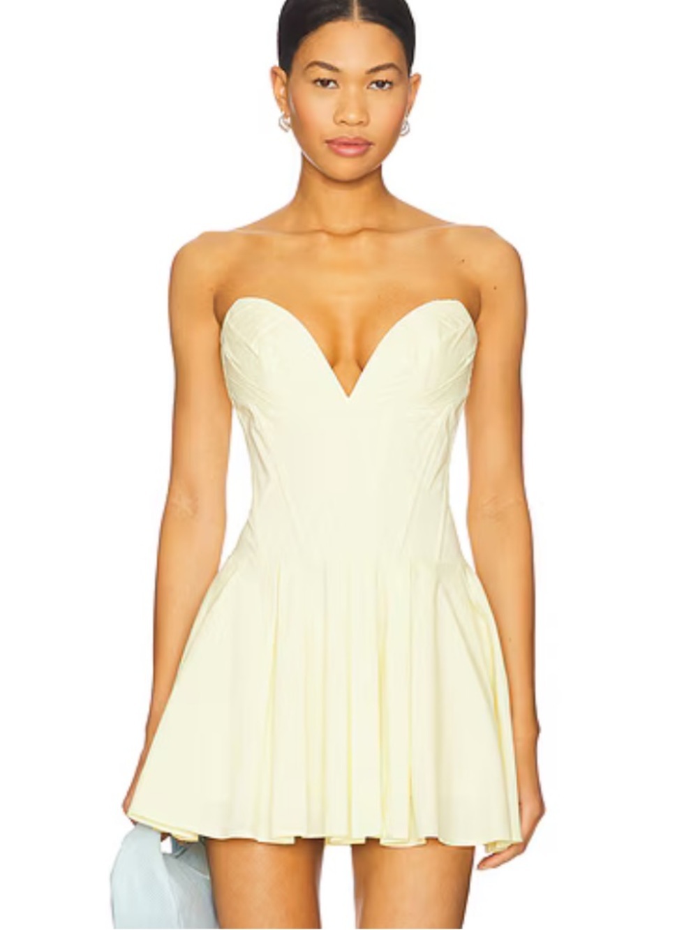 Superdown Carmela Strapless Dress Yellow Sweetheart Mini bustier Revolve L